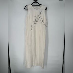 JESSICA HOWARD‎ PETITE LONG IVORY LINEN BLEND DRESS, CONCEALED BACK ZIPPER